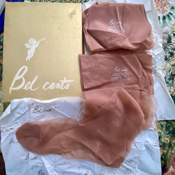 Vintage 2 Prs BEL CANTO Seamless Micro Mesh Nylon Stockings Size 10 1/2 Gala NIB - Picture 1 of 7